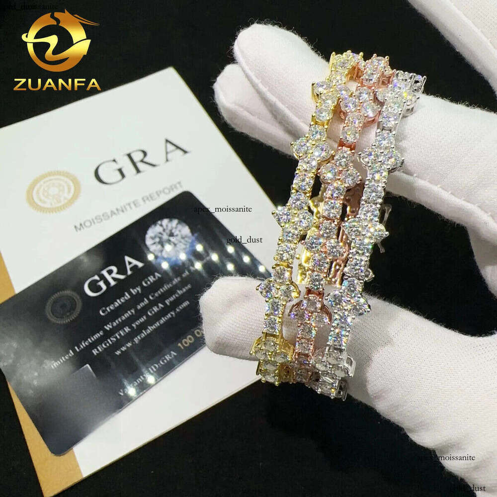 Hot Selling Sterling Silver 925 Lab Diamond Iced Out Vvs Moissanite Hip Hop Jewelry Tennis Chain Bracelet