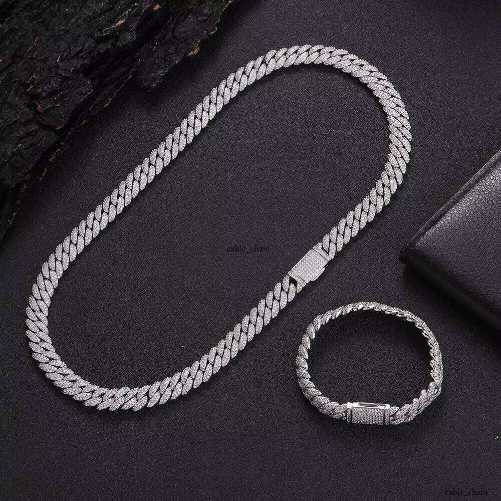 10mm Link Chain Hip Hop Jewelry 18K Gold Plated Brass Two Row VVS Moissanite Crystal Iced Cuban Bracelet