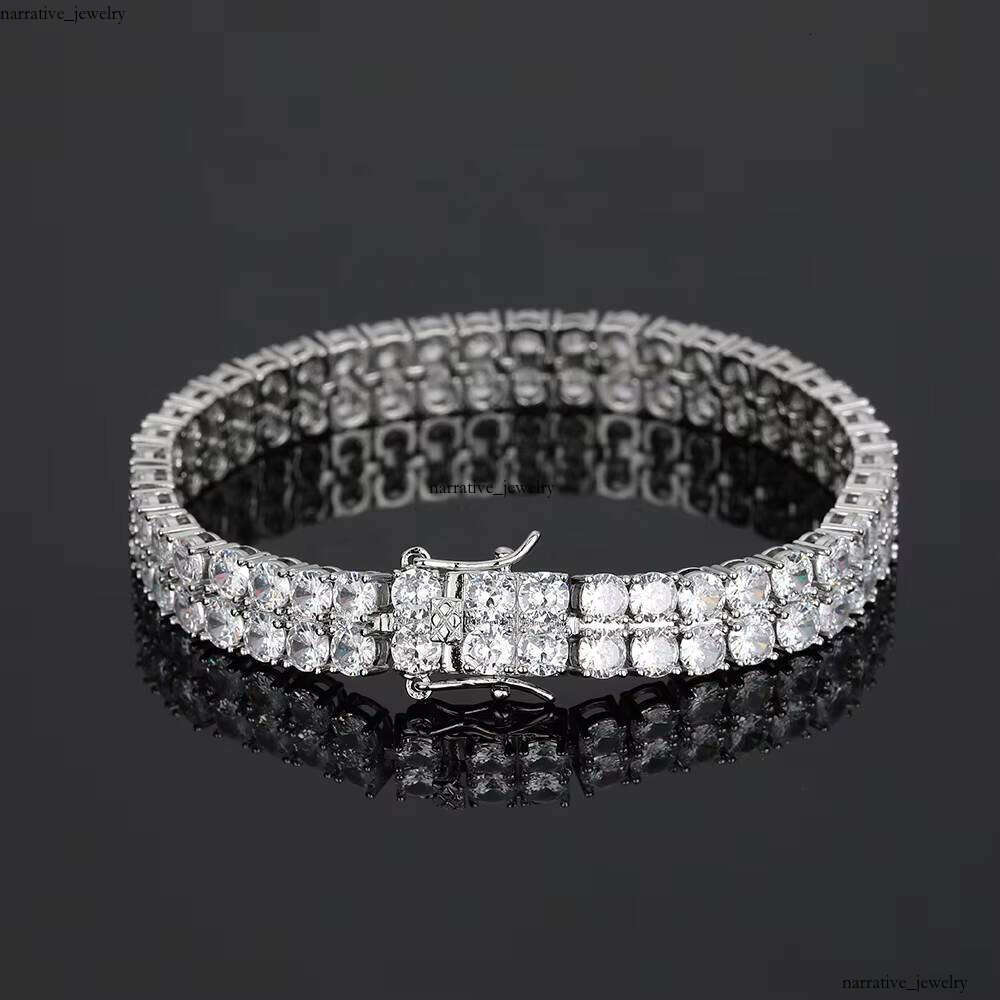 Secondhand 2 Row VVS Moissanite Gold-Plated Brass Bangle Bracelet Necklace Tennis Chain