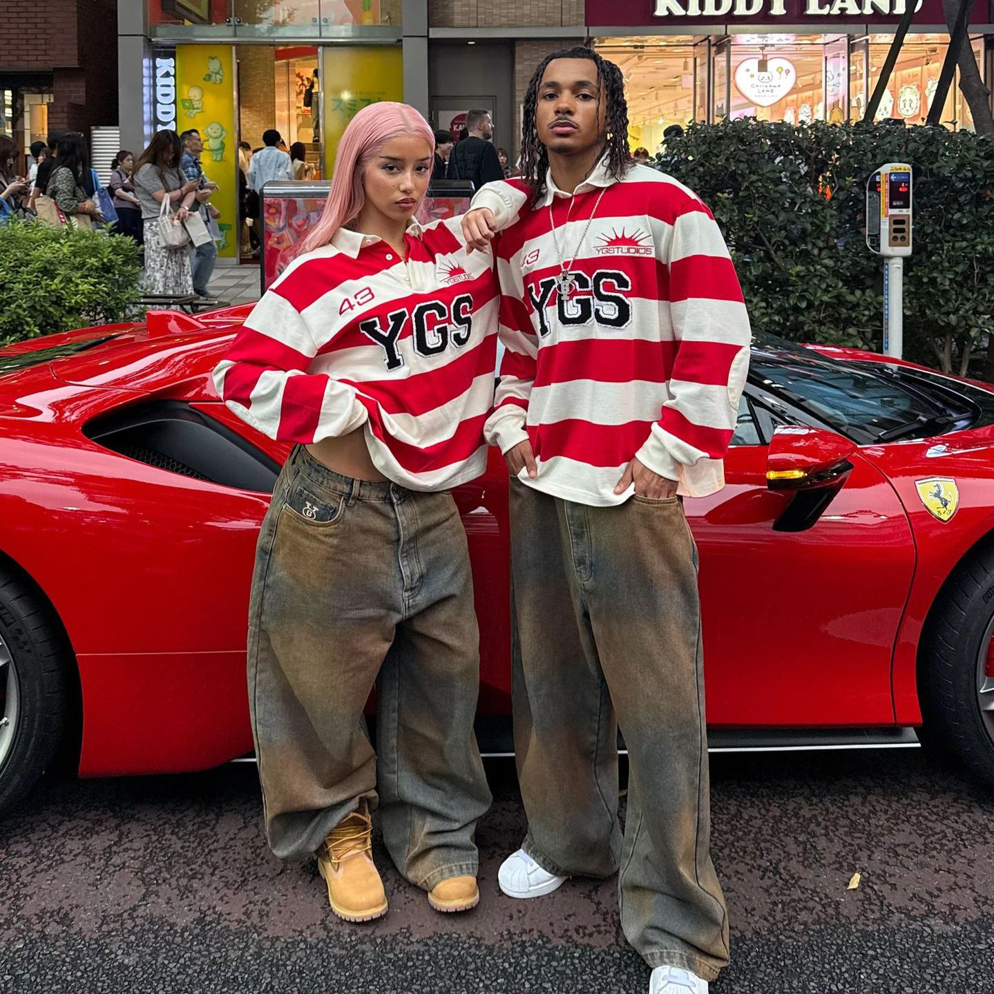 Men's T Shirts YGS Harajuku Vintage T-Shirts Casual Y2K Personalized Pattern Printed Shirt Art Striped Style Stand Collar Short Sleeve Men Loose 