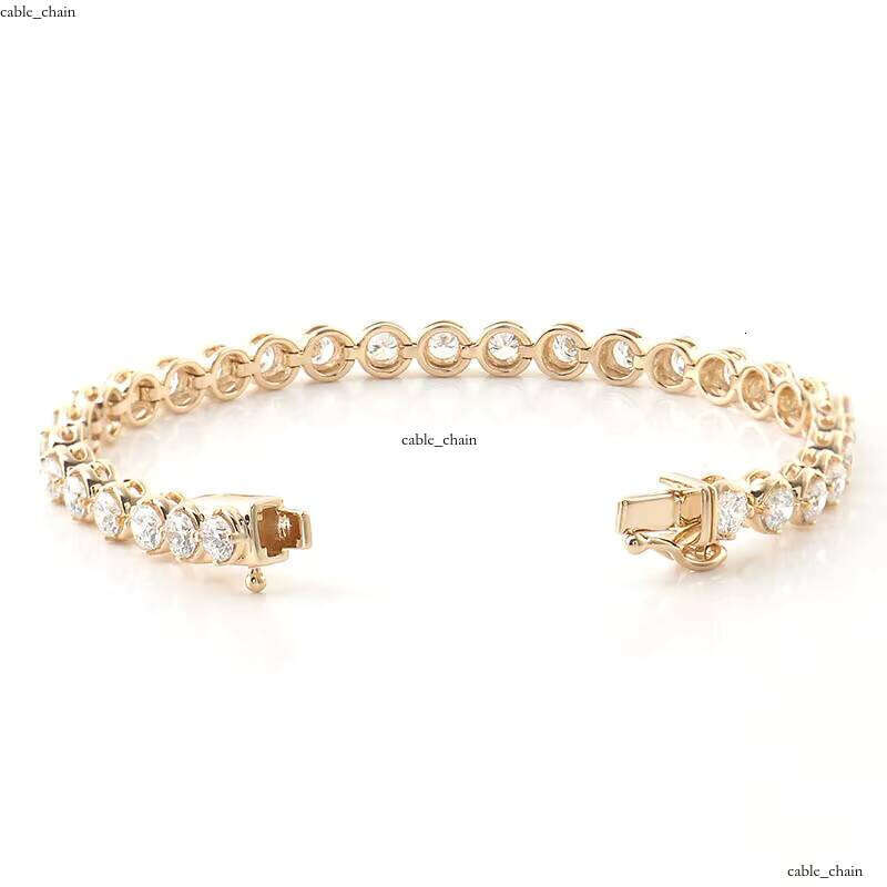 Premium Jewelry 14k Gold Inlaid Frame Tennis 3.5-4mm Lab-Grown VVS Moissanite Bracelet Women's Wedding Gift