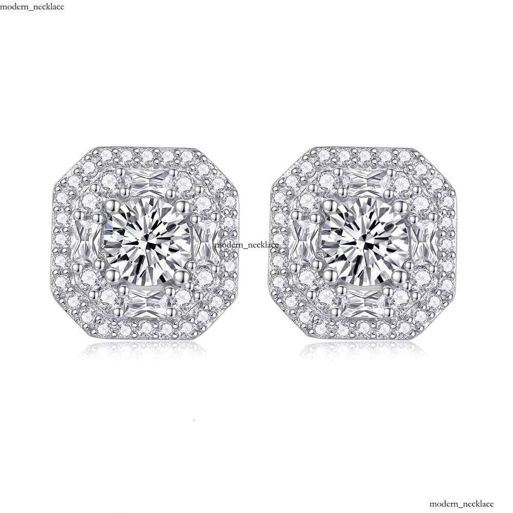 VVS Moissanite Luxurious Hui Shi S925 Silver 18k Gold Plated D Color VVS Transparent Shiny Halo Design Earrings