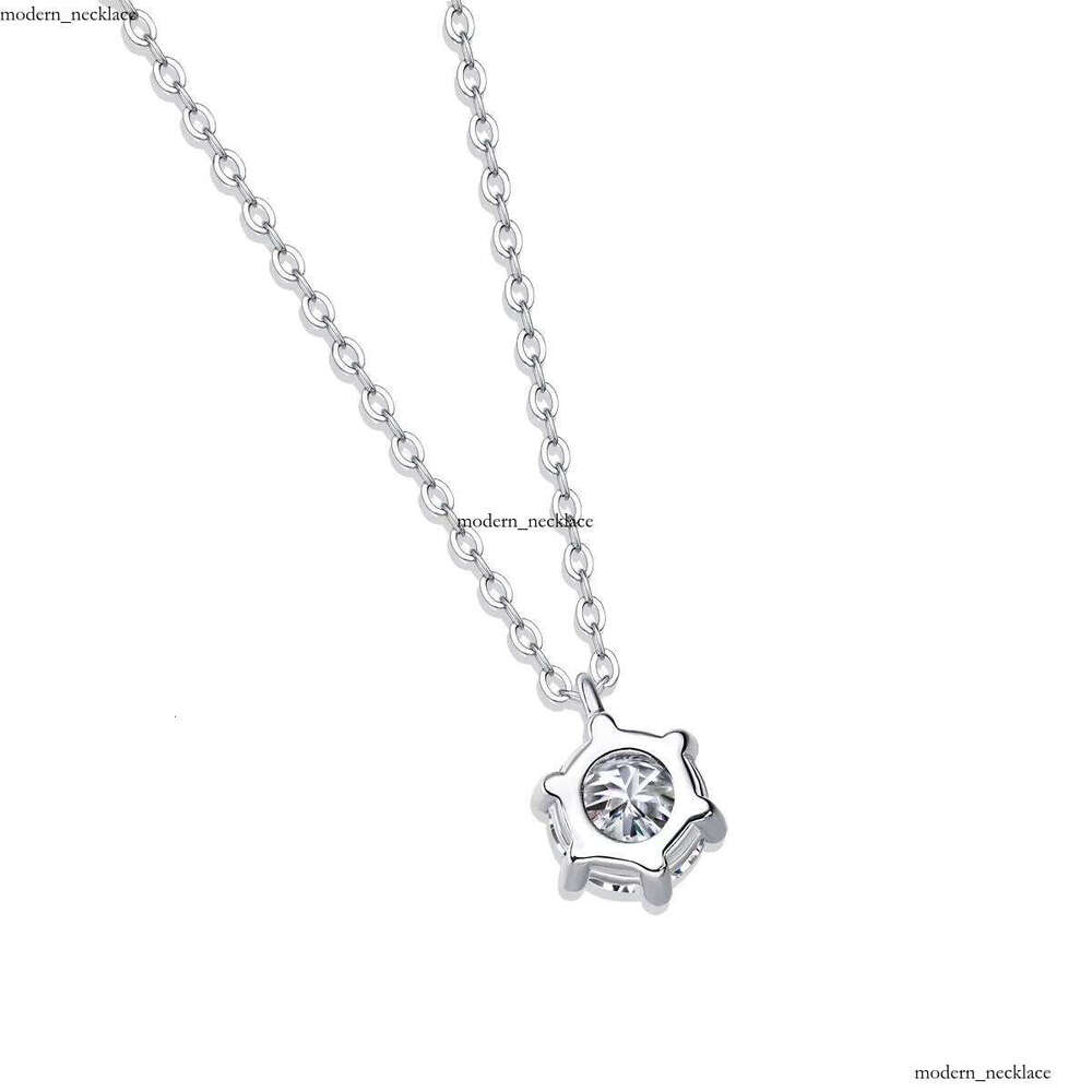 925 Sterling Silver Diaspore Necklace Classic 6 Prong Pendant High-end Fashion Wedding Anniversary Gift Couple Decoration