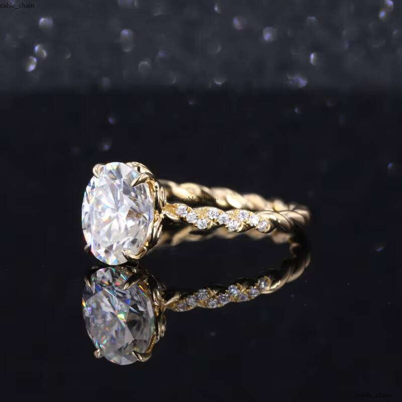 14k Pure Gold Color Star Gemstone Oval Brilliant 9x7mm VVS Moissanite Special Style Flower Basket Engagement Ring