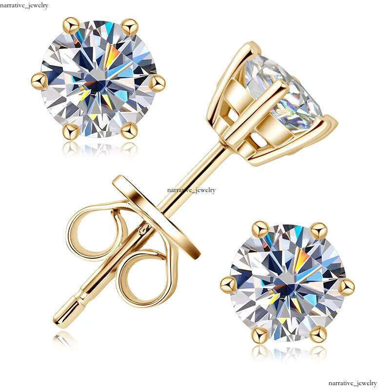 High Quality 0.5ct Gold Plated 925 Sterling Silver Vvs Moissanite Stud Earrings Men Gra Certificate