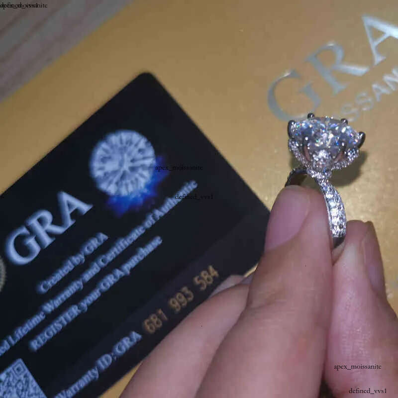 ring Custom Name Certified 5 Carat Diamond Engagement Ring Women 14K White Gold Sterling Silver Bridal Moissanite Rings Wedding Band 9c