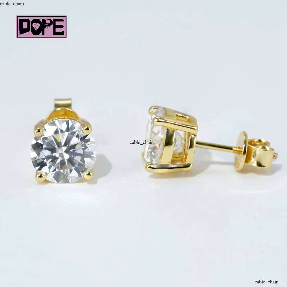 Wholesale Sandstone 925 Silver 14K 18K Gold Plated Jewelry VVS VVS Moissanite GRA Certificate Stud Earrings