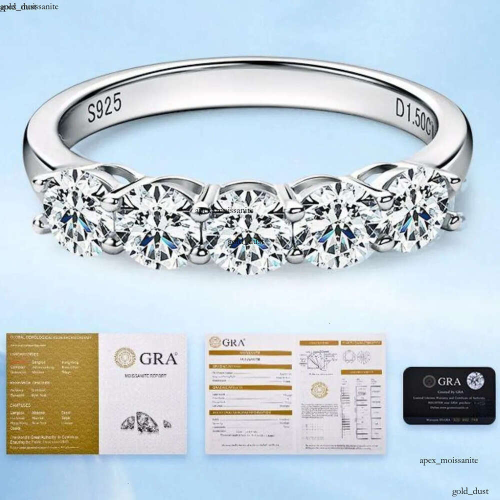 Luxury Moissanite Band Promise Ring for Women 100% Original 925 Sterling Silver D White Gold Diamond Rings Eternity Wedding Fine Jewelry Gift US Size 