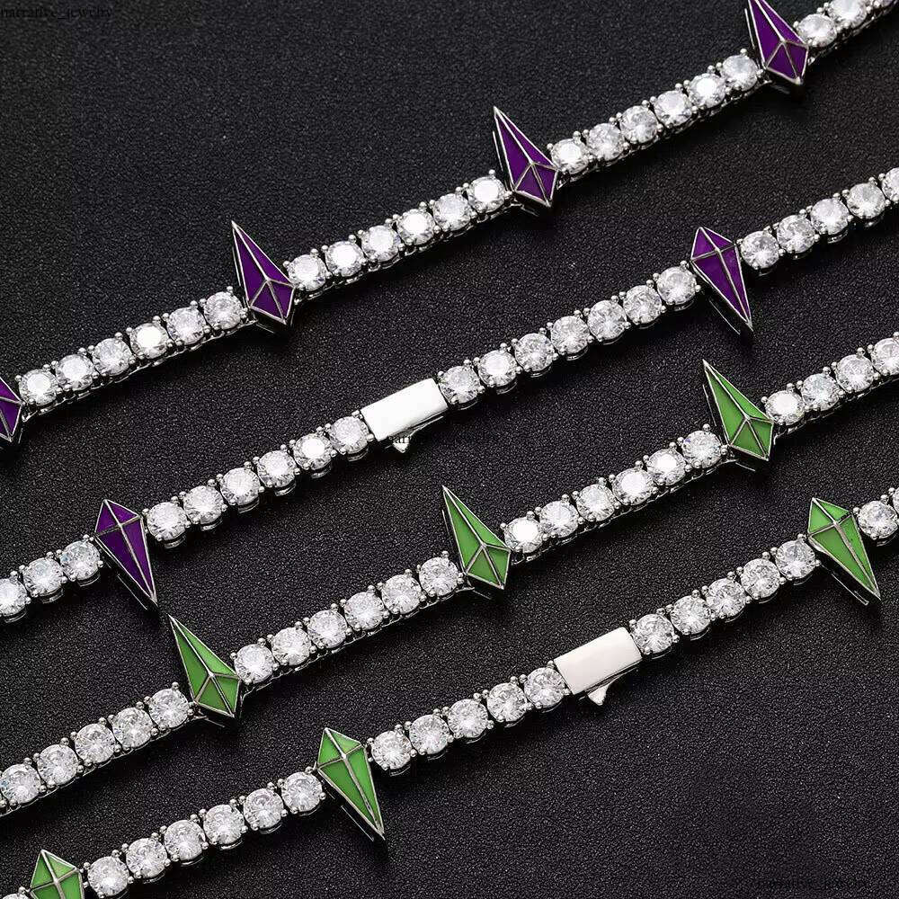 Hiphop 5mm Tennis Rivet Black Panther Necklace Iced VVS Moissanite Chain for Men and Women