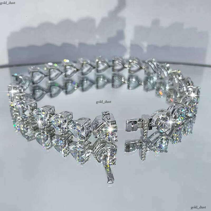 Wholesale Cut Bracelet 925 Sterling Silver Cubic 5A VVS Moissanite Heart-shaped Tennis Chain Women's Gift