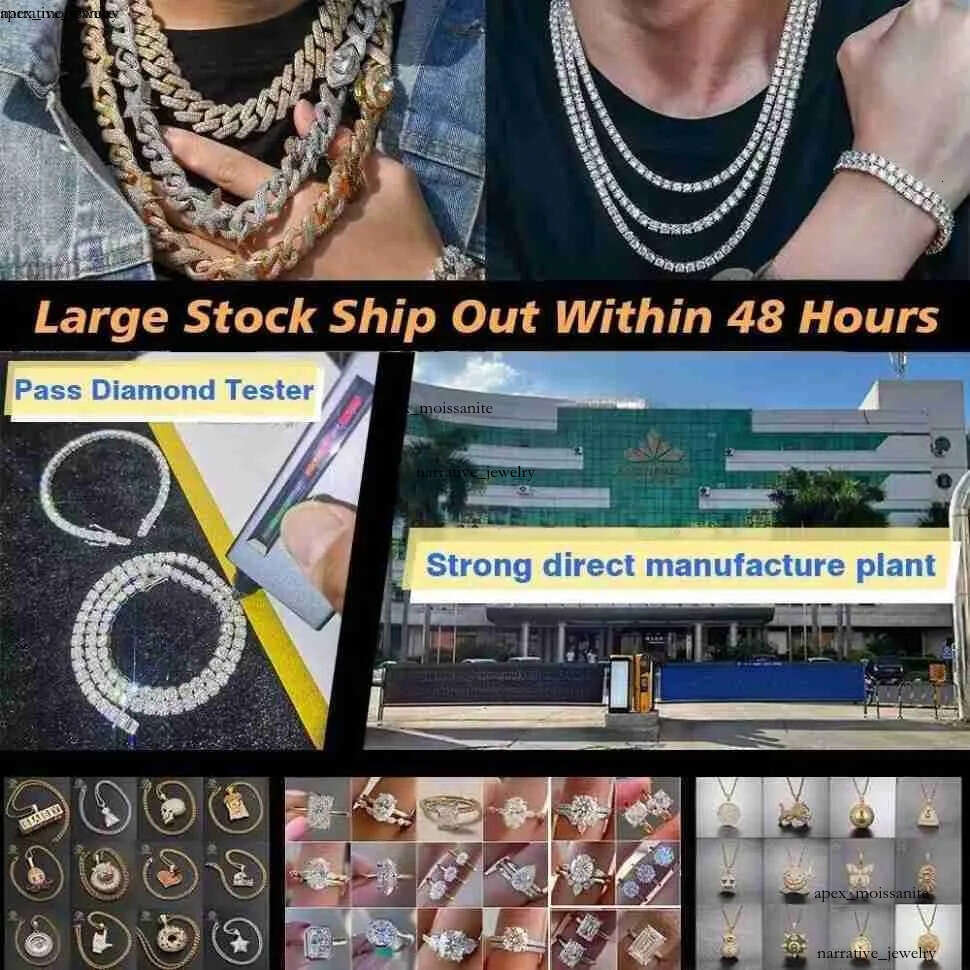 Designer necklaces for women fashion designer Pendant Necklaces Hip Hop 925 Silver VVS Moissanite Diamond Necklace Jewelry tennis chain 93