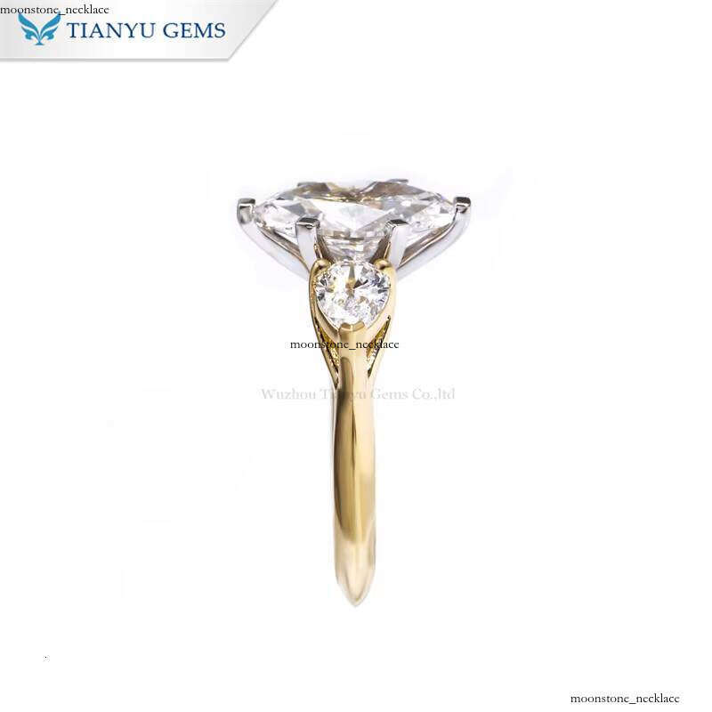 Tianyu Gemstone Custom Marquise 2ct VS1 Pear Cut 4*6mm Lab VVS Moissanite 18k and White Gold Engagement Ring