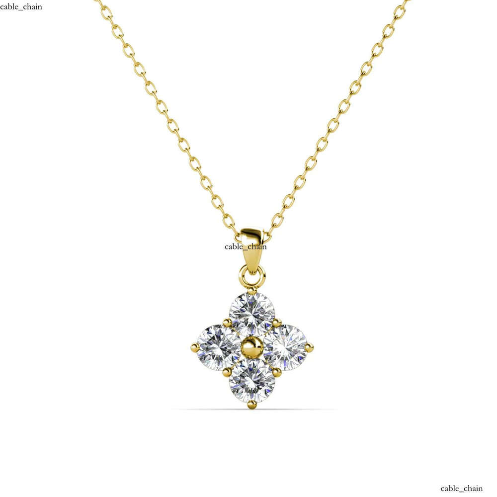 Simple Square Pendant Daisini 925 Silver Embellished with Crystals High-Quality Jewelry Women's Small Necklace