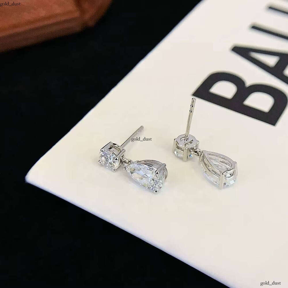 Classic 18k White Gold 2.7ct D VVS Lab Grown AU750 Pear Cut Round Water Drop VVS Moissanite Earrings for Women