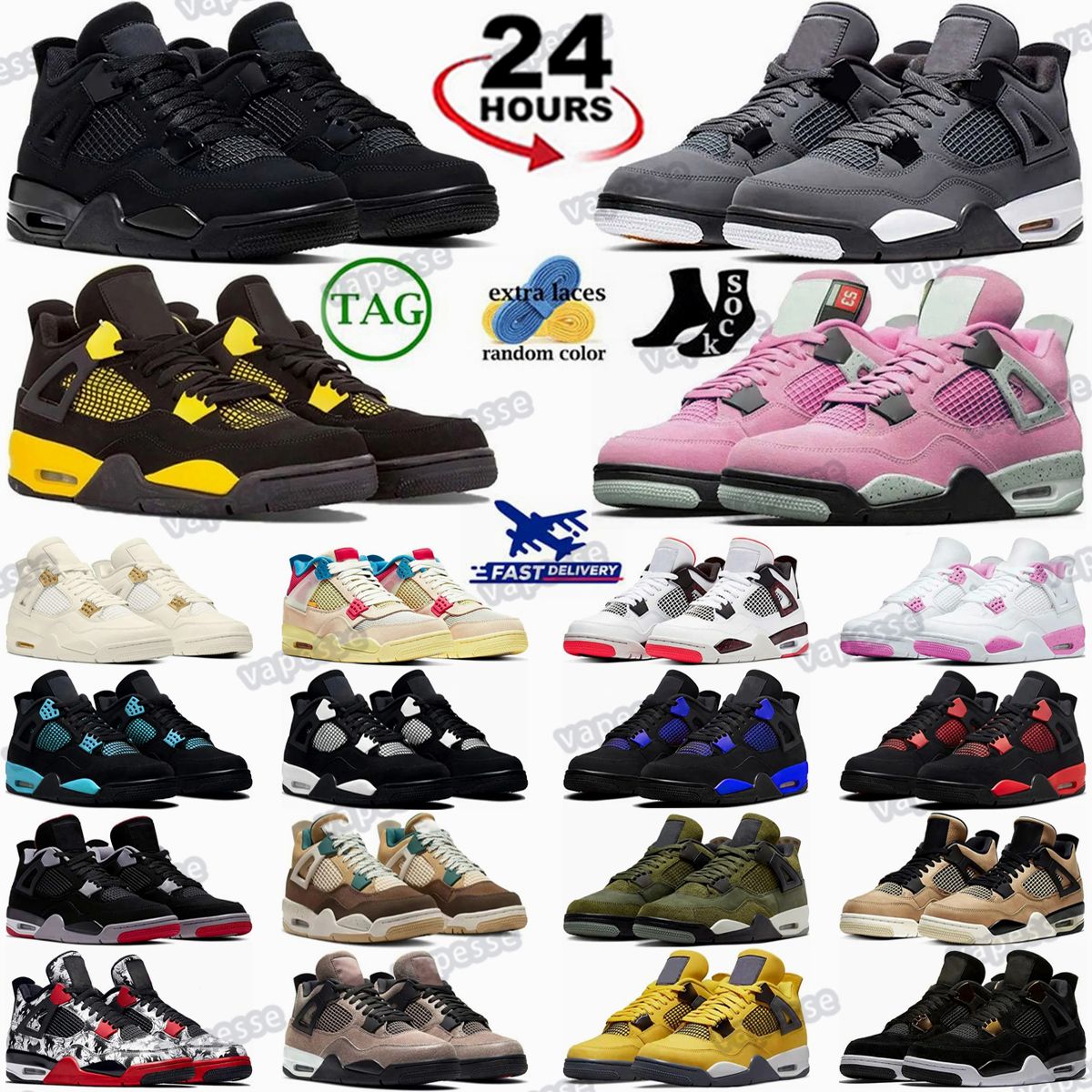 Basketball shoes sneakers 4 mens Grey black White j4 University Blue boy Thunder Lightning What The Red Shoe for green youth Womens