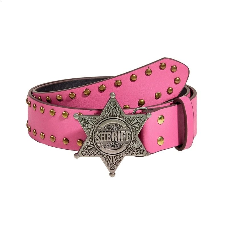 Fashion Jeans Belt with Star-shaped Metal Buckle Y2K All-Matched Western Cowgirl Waist Belt Rivet Punk Wide Waistband Decoration 260124