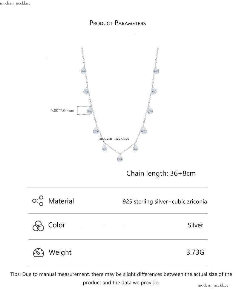 Delivery 925 Sterling Silver VVS Moissaniteia VVS Moissanite Water Drop Pendant Short Full Set Clavicle Chain Boutique Jewelry Necklace