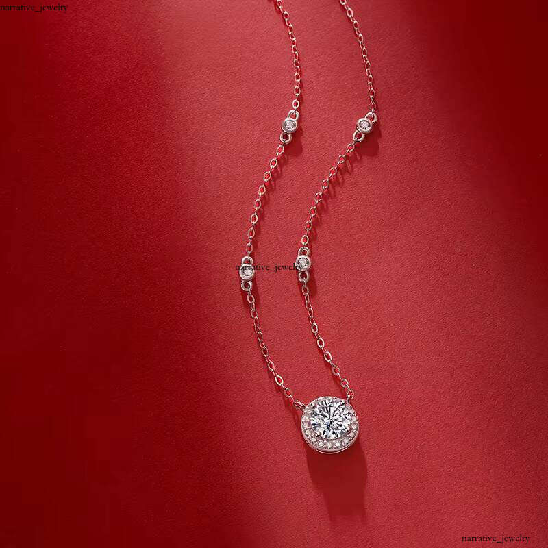 Fashion Boutique Jewelry VVS Moissanite 1ct Grade Silicon Rhodium Plated Pendant S925 Sterling Silver Charm Chain Necklace