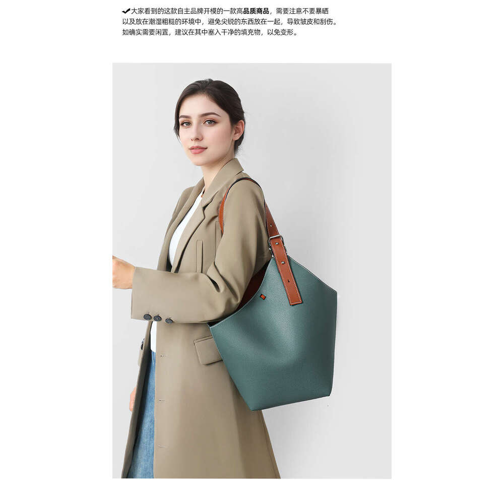 Luxury Shoulder Bags Totes Large Capacity Women S Hot Selling Niche Design Color Block Handbag Bucket Genuine Leather Tote Bag SENYY