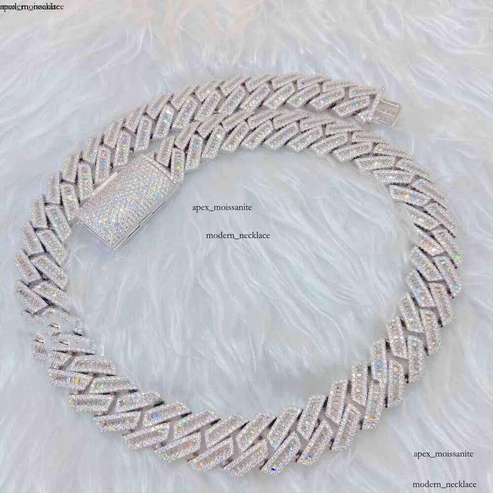 Moissanite Iced Out Chain Necklace Hip Hop Fine Jewelry Baguette Men's Necklaces Sterg Fully Designer Jewellry 43
