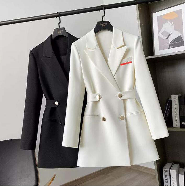 Spring designer women's trench coats fashion classic fashion style mid-length black white liner coat jacket with belt coat slim fit treches outwear clothes