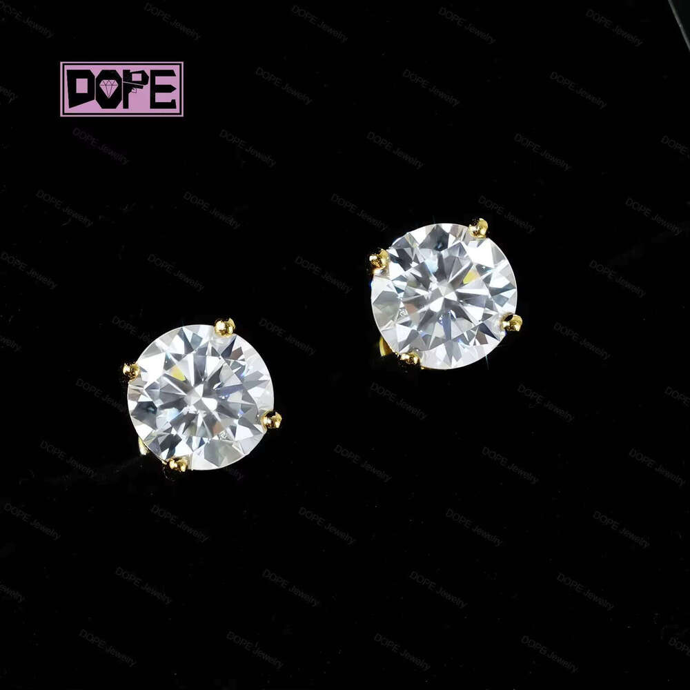 Wholesale Sandstone 925 Silver 14K 18K Gold Plated Jewelry VVS VVS Moissanite GRA Certificate Stud Earrings
