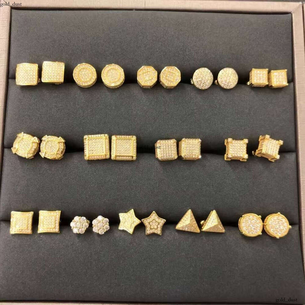 New Gemstone Luxurious 925 Studs Iced VVS Moissanite Earrings Men's Sterling Silver Jewelry