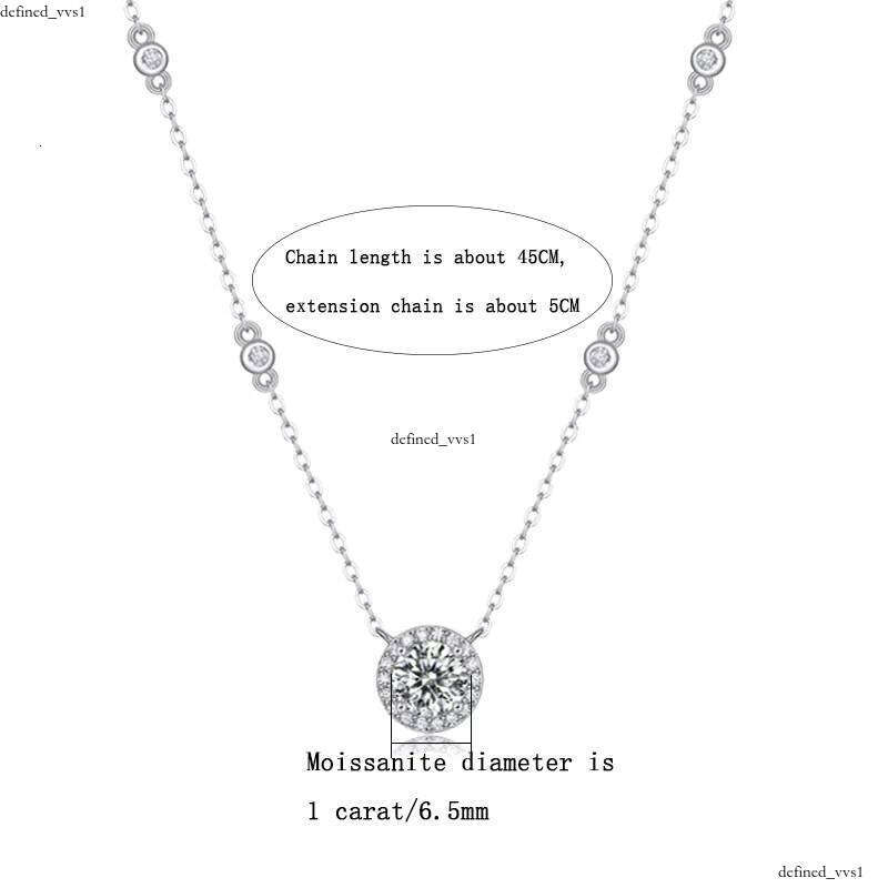 1 CT VVS Moissanite Necklace for Women 925 Sterling Silver Starry Sky Pendant Fashionable Exquisite Gentle Style Valentine's Day
