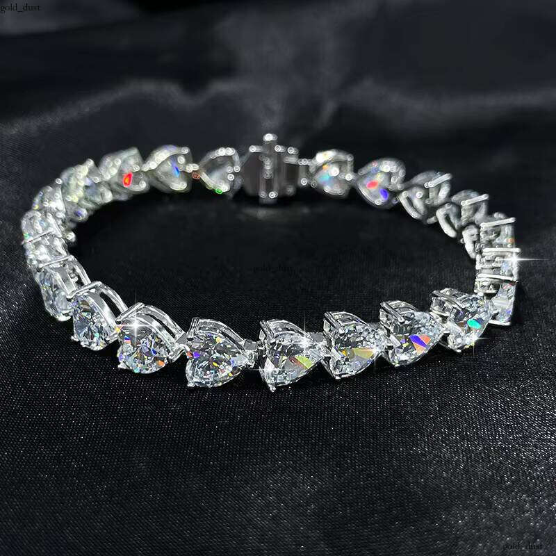 Wholesale Cut Bracelet 925 Sterling Silver Cubic 5A VVS Moissanite Heart-shaped Tennis Chain Women's Gift
