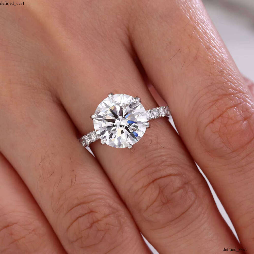 Lab-Grown VVS Moissanite 6-Prong 925 Sterling Silver Exquisite Classic Wedding Ring Anniversary Gift Couple Daily Wear