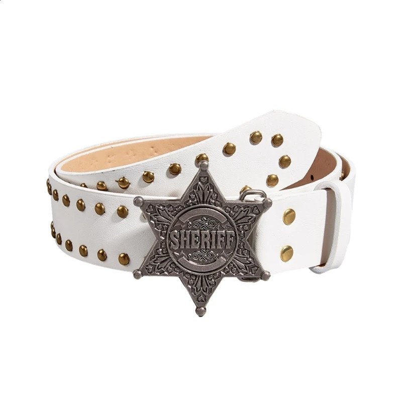 Fashion Jeans Belt with Star-shaped Metal Buckle Y2K All-Matched Western Cowgirl Waist Belt Rivet Punk Wide Waistband Decoration 260124