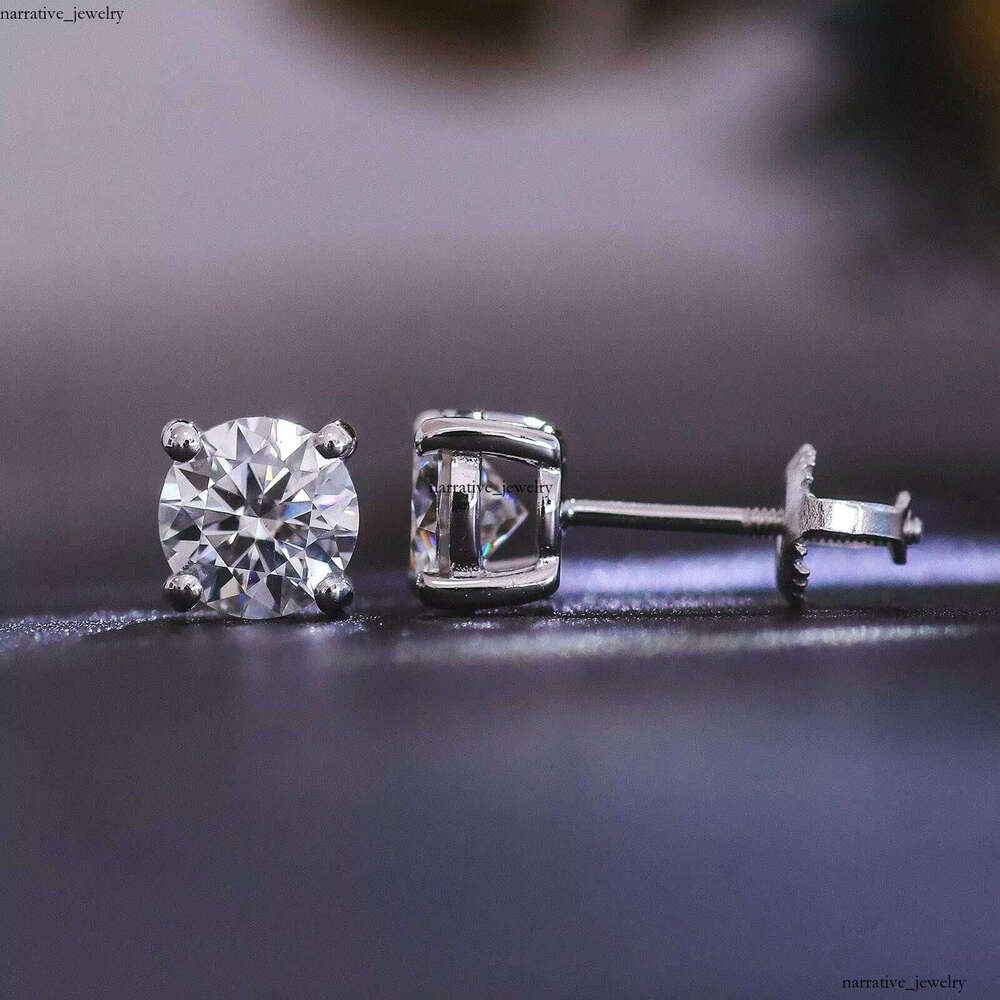 VVS Moissanite 6.5mm Round 925 Silver VVS1 Screw Back 1CT Each Amazing Brilliant Peridot Stud Earrings