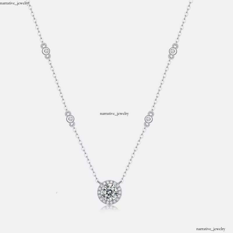 Fashion Boutique Jewelry VVS Moissanite 1ct Grade Silicon Rhodium Plated Pendant S925 Sterling Silver Charm Chain Necklace