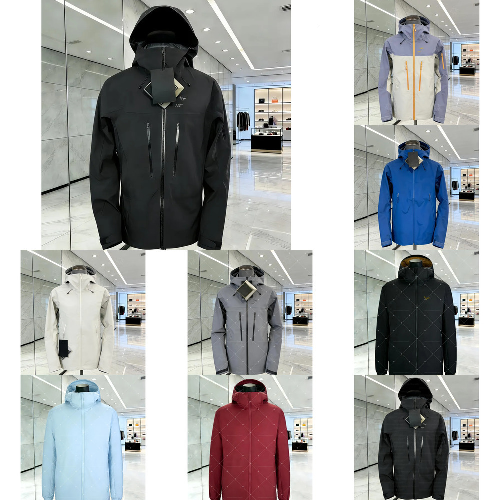 Arcterxity Ski Jacket Mens Womens Goretex Hard Shell Zip Up Waterproof Hood Windbreaker High Quality Designer Fashion Clothes Artery Jacket Trend Coat Arcs