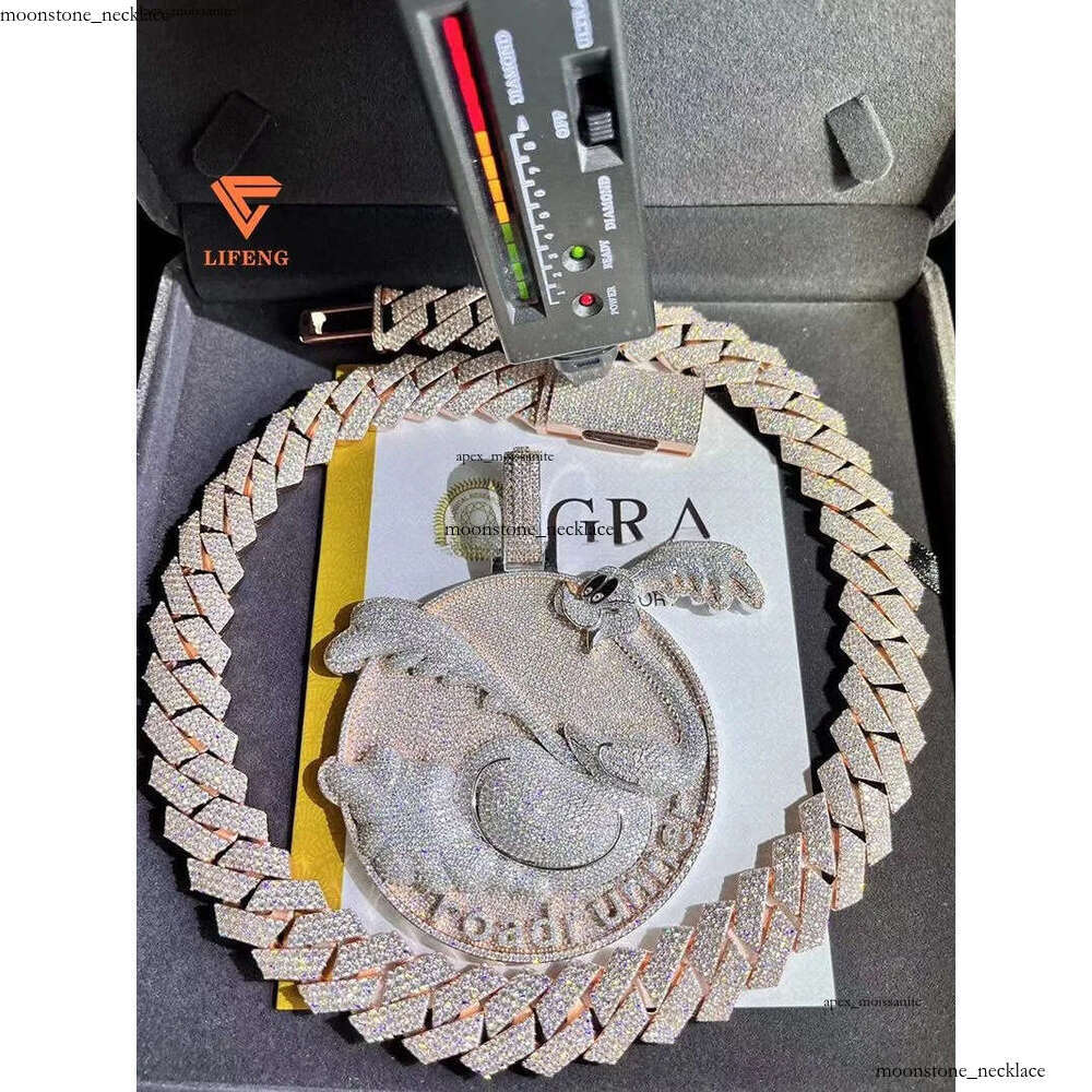 Customized Pendant Iced Out Vvs Moissanite Miami Cuban k Chain Men Necklace Hip Hop 20
