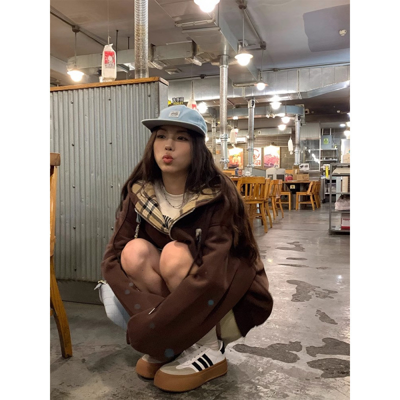 2026 New Designer Luxury Fashion Brand Suede Autumn And Winter New Item Plaid Thick Hooded Cardigan Women's Sweatshirt Jacket