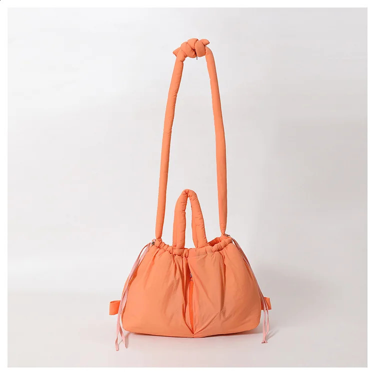 Casual nylon padded tote bag soft puffer women shoulder crossbody bags Simple Vintage large capacity handbags 260306