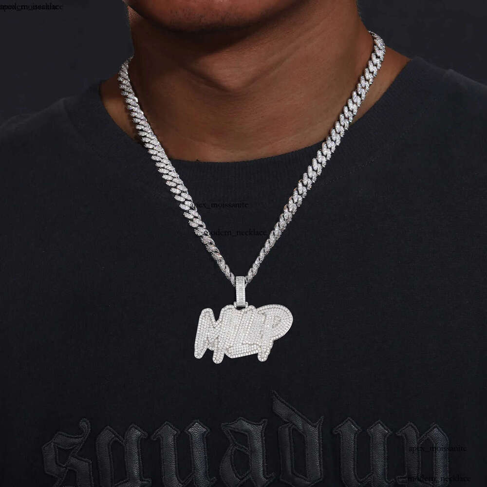 High Quality Custom Styles Letter Silver 925 Moissanite Iced Out Name Pendant Necklace For Men Hip Hop Jewelry Gifts 06