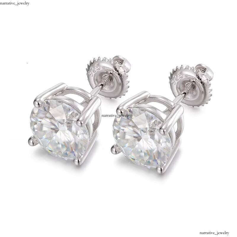 US Local Stock Fast Shipping Luxury Gold Plated 925 Sterling Silver Women's 7.5mm 1.5ct Round Cut VVS Moissanite Earrings