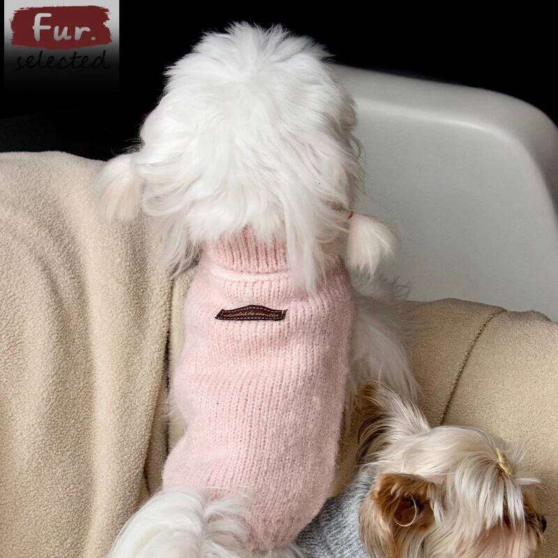 Famous brand Autumn Winter Gray Pink Puppy Sweaters Clothing Retro Simple Knit High Neck Sleeveless Sweater For Small Medium Dog Pet Clothes pupakaIK
