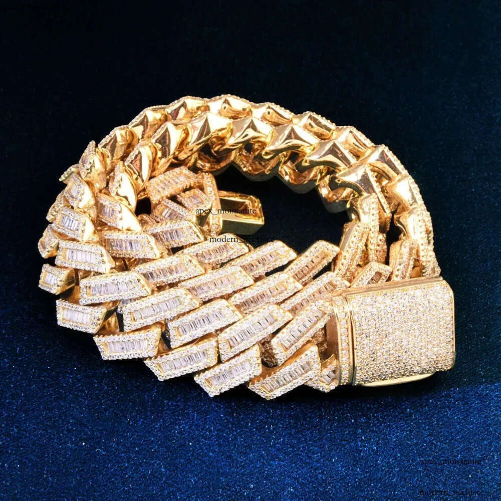 Moissanite Iced Out Chain Necklace Hip Hop Fine Jewelry Baguette Men's Necklaces Sterg Fully Designer Jewellry 43