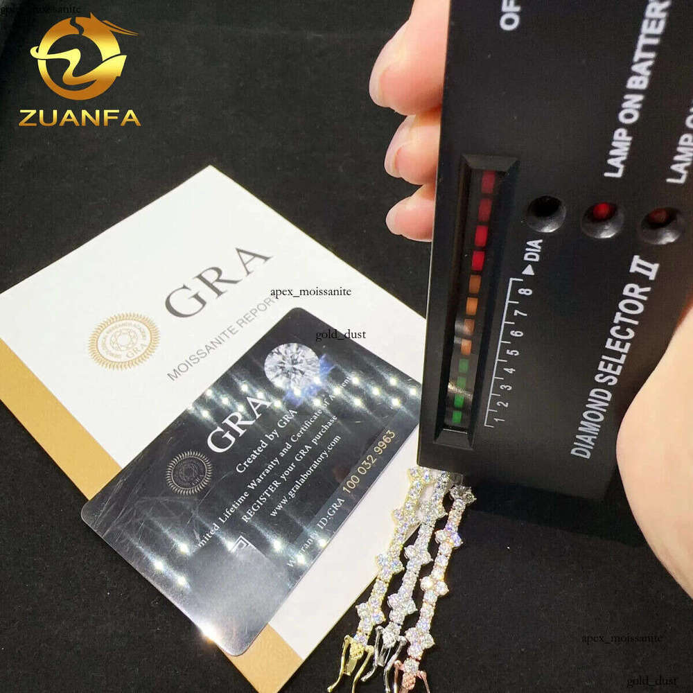 Hot Selling Sterling Silver 925 Lab Diamond Iced Out Vvs Moissanite Hip Hop Jewelry Tennis Chain Bracelet