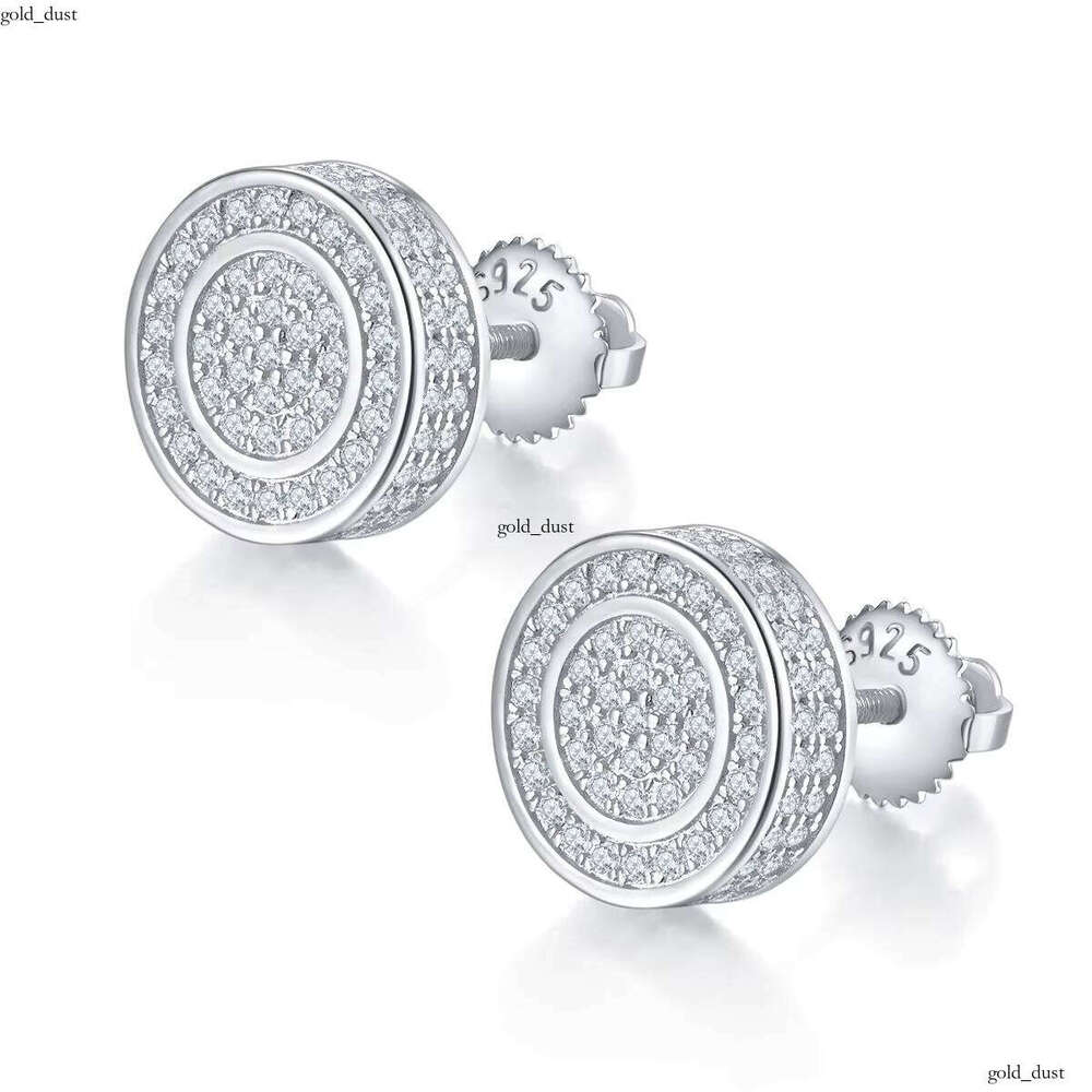 New Gemstone Luxurious 925 Studs Iced VVS Moissanite Earrings Men's Sterling Silver Jewelry