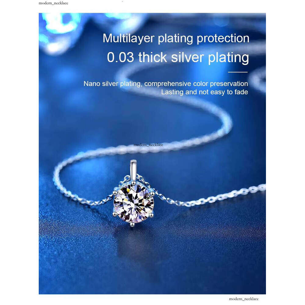 XMZ004 925 Sterling Silver Luxury Romantic 1/2CT Silicon Stone Wedding Pendant Necklace Classic Women's Fine Jewelry