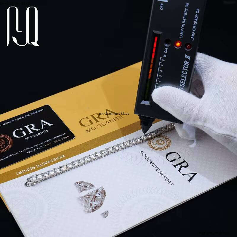 PYQ Unisex Hip-Hop Iced Out Boutique Jewelry Princess Cut 4*4mm Lab VVS Moissanite S925 Silver Vvs Moissanite Tennis Chain Bracelet