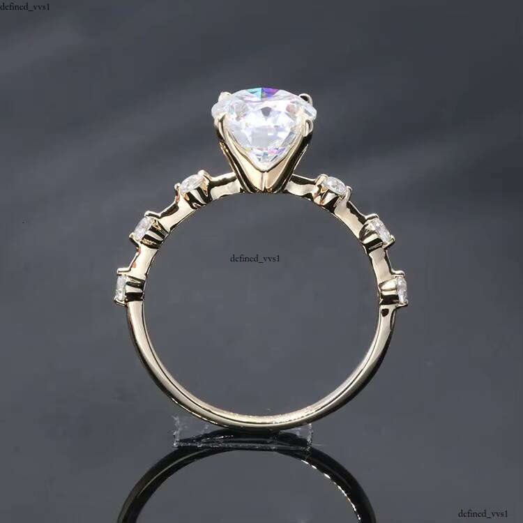VVS Moissanite Free Shipping fashion Jewelry 7x 9mm 2ct Oval Shape Silicon Stone Engagement 14k Solid Gold Ring