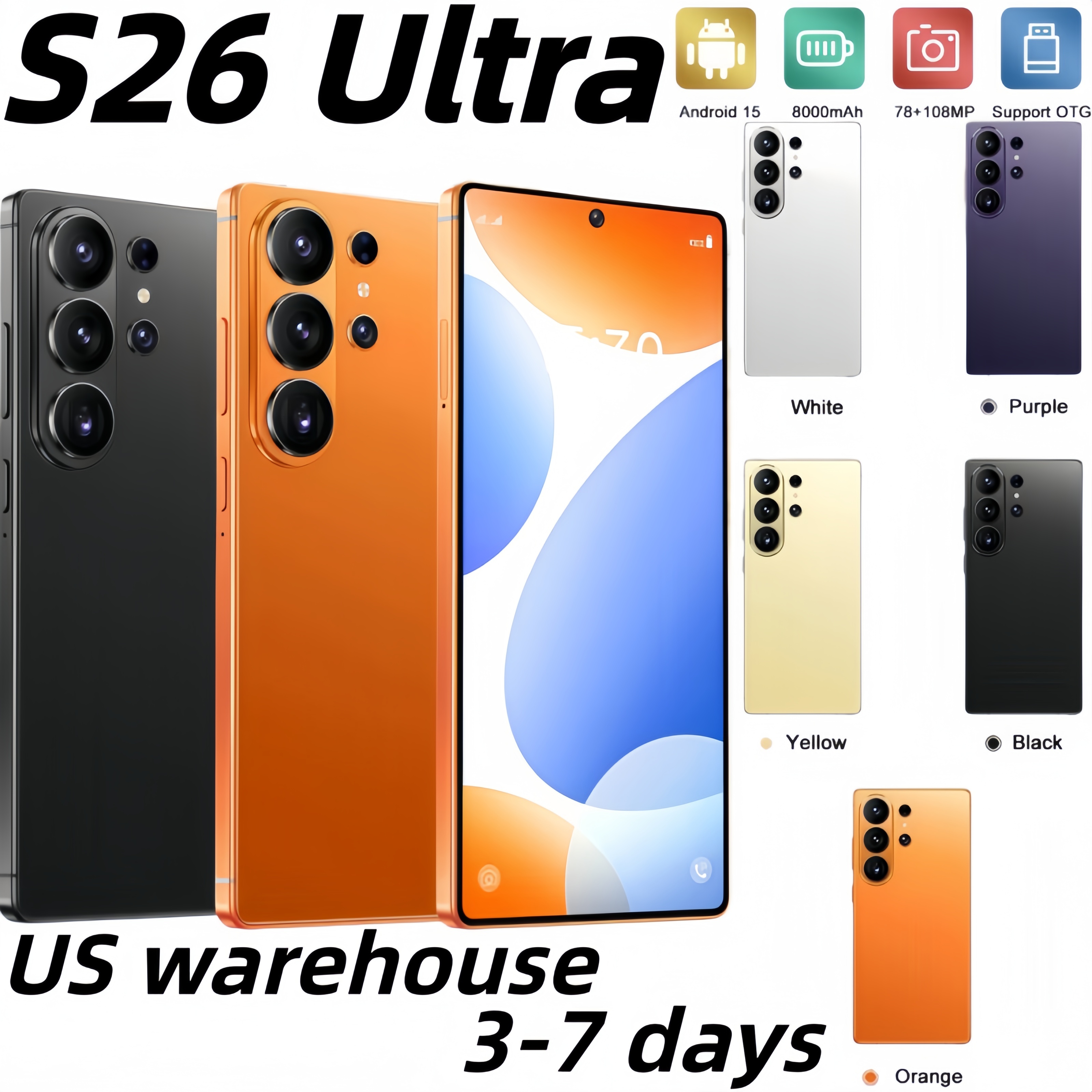 S26 Ultra S25 5G phone 6.9Inch Unlocked cell phone 16GB+1TB 5G Smartphone Octa Core Punch-hole Full touch screen Face ID phone Camera GPS HD Display Phones Sealed box ups