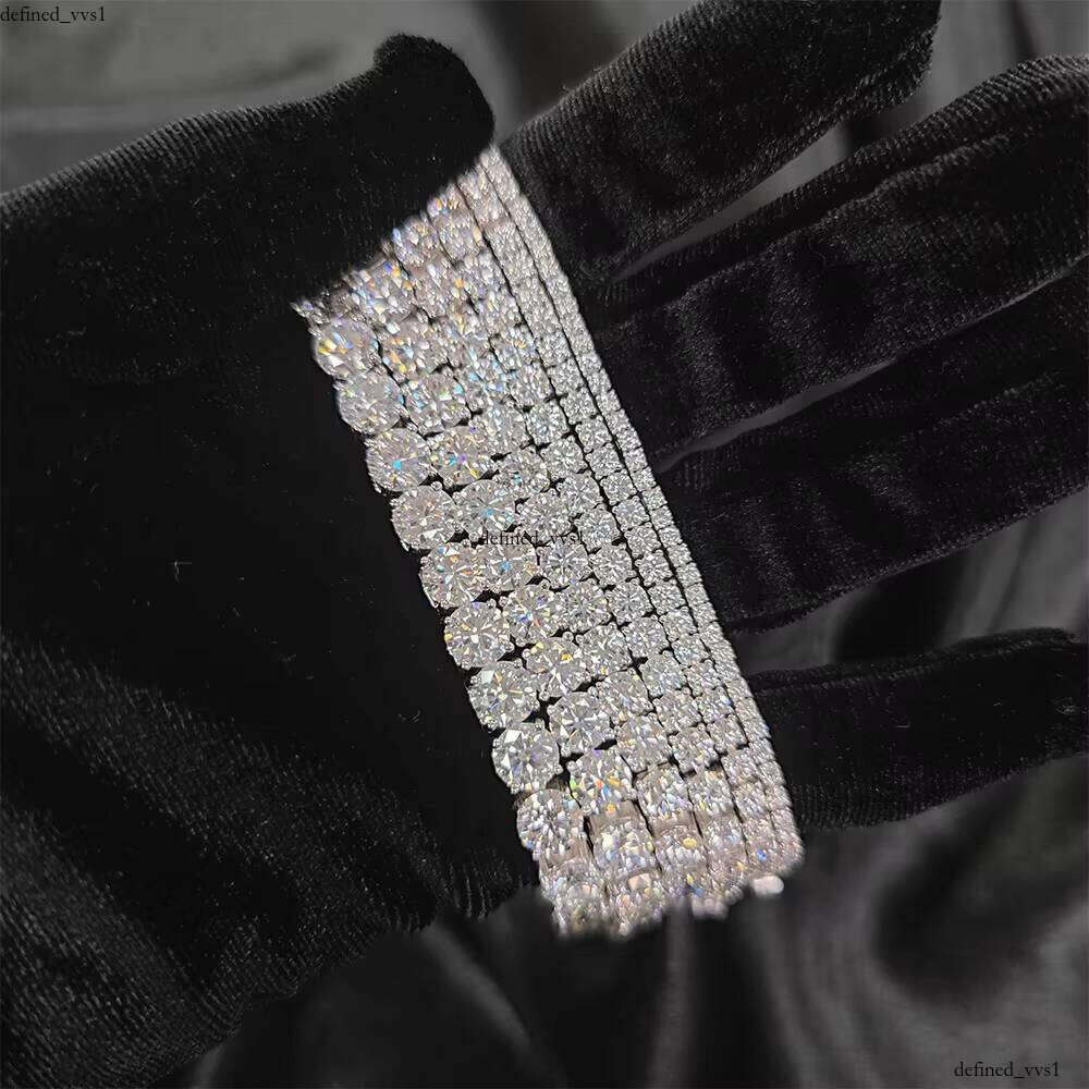 U02B Long-lasting Custom 925 Sterling Silver White VVS Moissanite Bracelet S925 3mm 5mm Round Silicon Stone Tennis Bangle