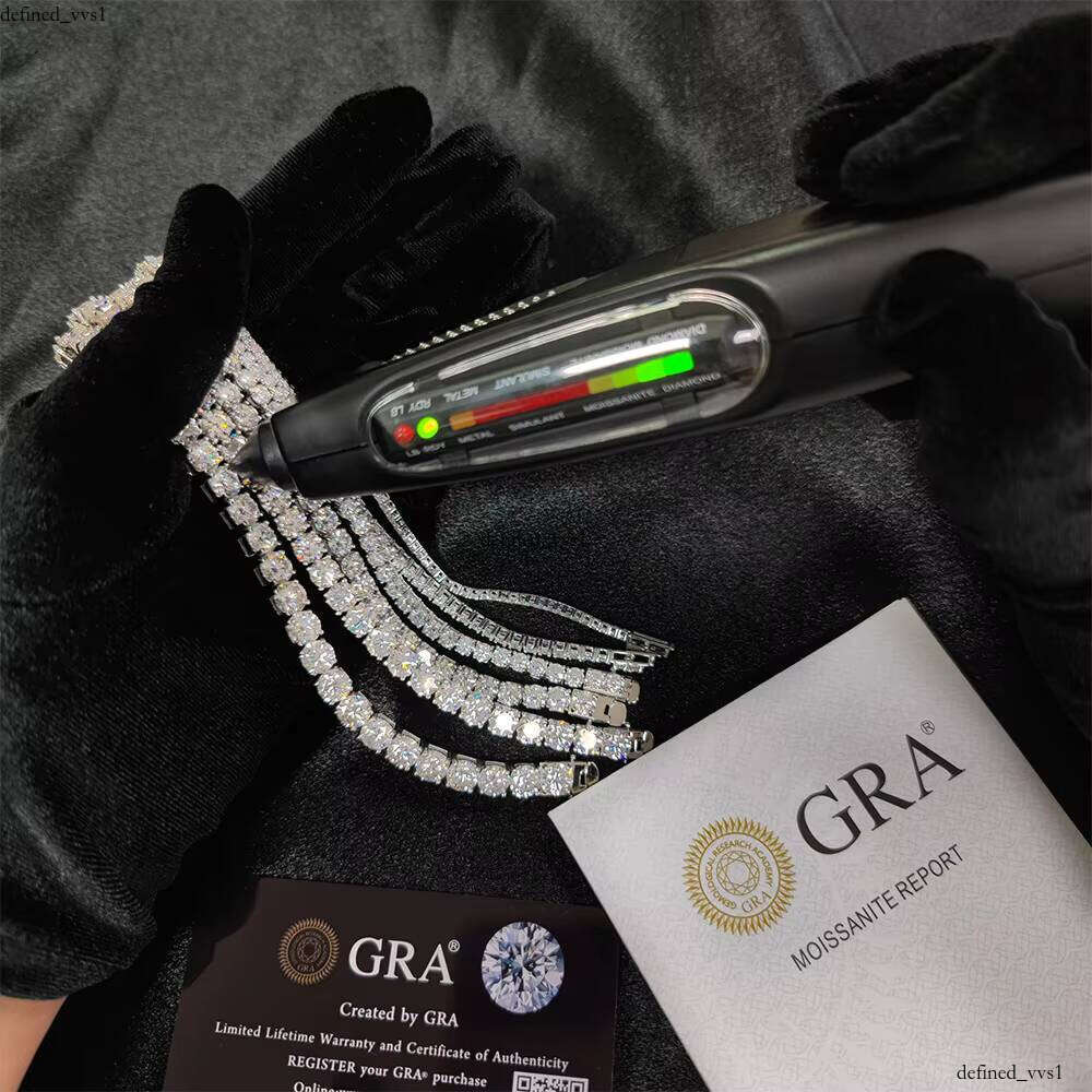 U02B Long-lasting Custom 925 Sterling Silver White VVS Moissanite Bracelet S925 3mm 5mm Round Silicon Stone Tennis Bangle