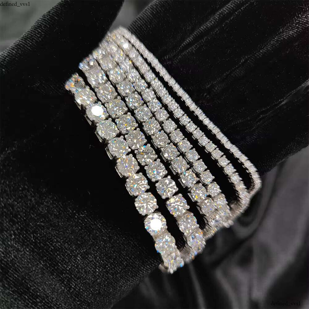 U02B Long-lasting Custom 925 Sterling Silver White VVS Moissanite Bracelet S925 3mm 5mm Round Silicon Stone Tennis Bangle